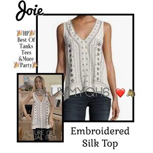 Joie Merles Embroidered Silk Top